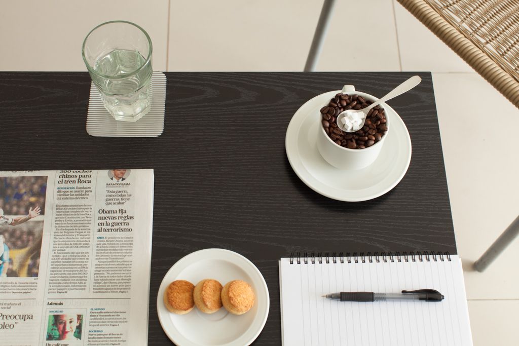 Time for coffee, coffee beans, table, break